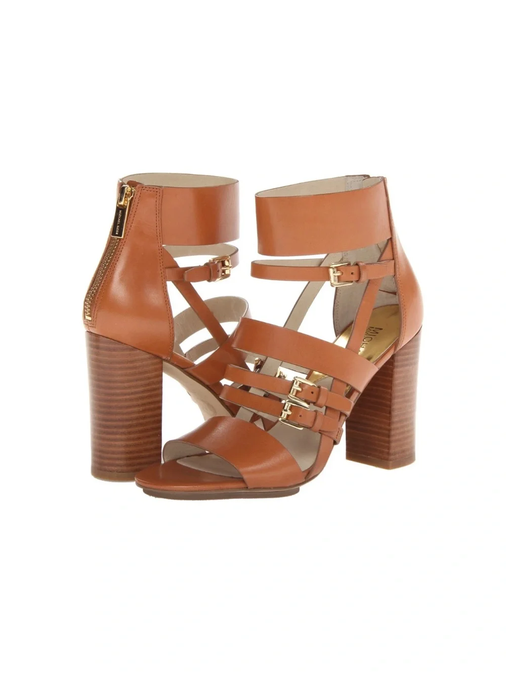Michael Kors “Winston sandal” Tan Strappy Block Heel Sandals - Picture 1 of 7